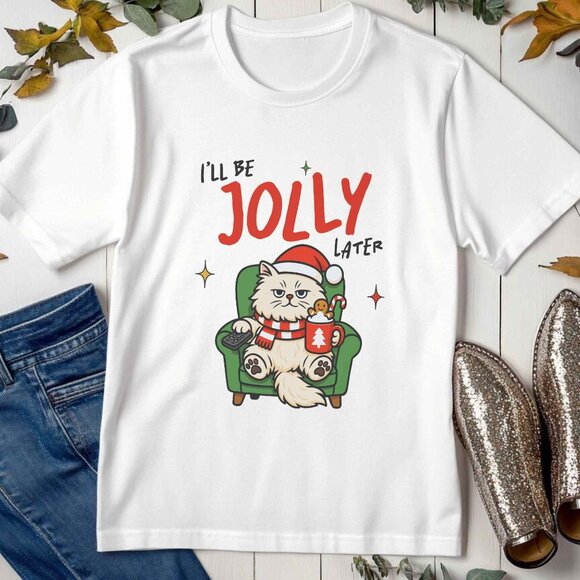 Grumpy Cat Christmas Graphic Tee Funny Kitten Holiday T-Shirt - Picture 2 of 4